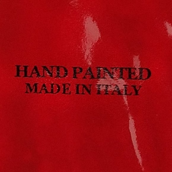 2nd. 2 Beautiful red ceramic dinner plates (12 plates total). Made in Italy - Picture 2 of 14